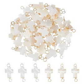 UNICRAFTALE 40 Pieces 2 Colours White Cross Natural Freshwater Shell Pendant Cross Connectors Cross Links Cross Pendant Easter Pendant Punk Pendant for Necklaces Bracelets Earrings Jewellery
