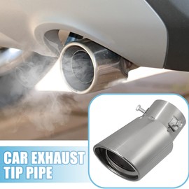 X AUTOHAUX Car Adjustable Inlet Exhaust Tip Pipe 1.5" - 2.25" Exhaust Tail Pipe for Pipes 2.24"x1.26" Outlet 5.24" Long Stainless Steel Silver Tone