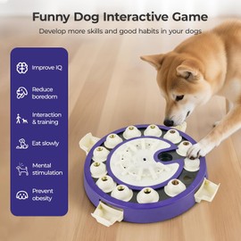 Dog Puzzle Toy, Level 3 in 1 Dog Enrichment Toys for Smart Dogs, Food Treat Dispensing Slow Feeder, Brain Mental Stimulation Puzzles Games for Small Medium Large Smart Dogs