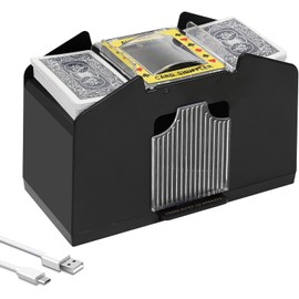 Ni-SHEN 2/4/6 Decks Automatic Card Shuffler USB/Battery Operated Electric Shuffler for Family Party Poker/Blackjack/UNO (4 Deck)