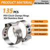 135 PCS PEX Crimp Rings Assortment,304 Stainless Steel 3/8",1/2",3/4",5/8",1" Single