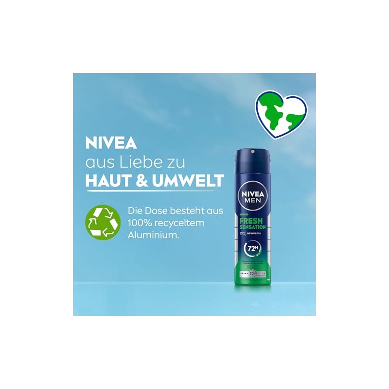 NIVEA MEN Fresh Sensation Deo Spray, Deodorant mit 72h Anti-Transpirant-Schutz