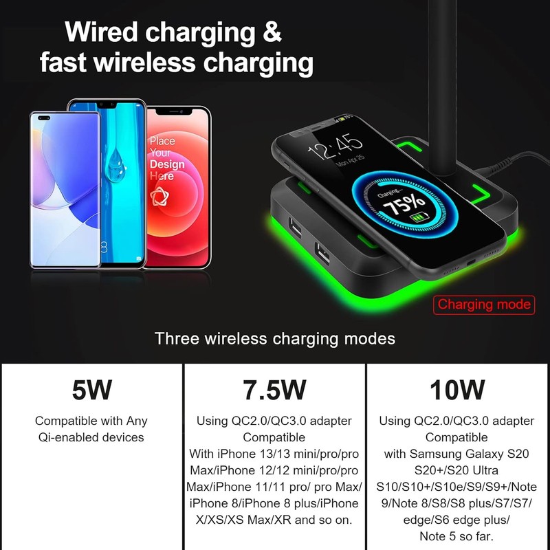 Headphone Stand with Wireless Charger Gaming Headset Holder 2 IN