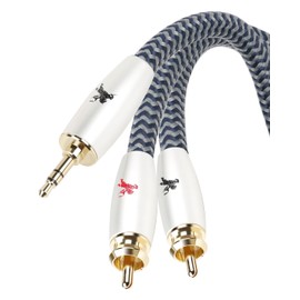 Impeto Audiophile 3.5 mm Jack to 2 x RCA Cable, RCA to Jack Y Splitter RCA Stereo Audio Cable, 6N OFC for Connecting Smartphones, Tablets or PC to HiFi Amplifier - 5 m