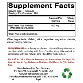Best Naturals 3 Pack Best Naturals Red Yeast Rice 600 mg 120 Capsules