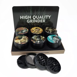 Lot of 6   Large 2.5" Size Premium Zinc Herb Spice Grinder Kitten Design