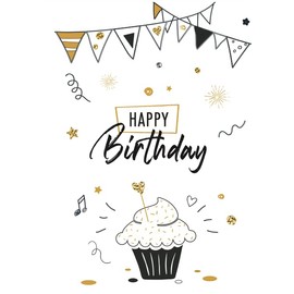 Handarbeit - Lieblingsladen 1 Premium Happy Birthday Card 18 x 12 cm with White Envelope, Birthday Card Happy Birthday Cards Muffin White