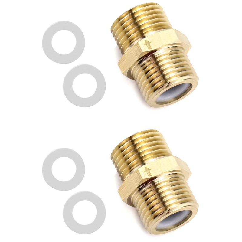 QWORK Brass One-way Check Valve, 2Pcs 1/2" Male to 1/2"