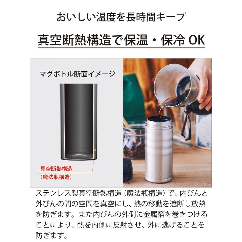 Kyocera MB-12SSS-AZ CERAMUG Water Bottle, Ceramic Coffee Bottle, 11.8 fl