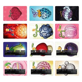GTOTd Anime Fruit Credit Card Sticker, Bank Card Stickers (Pack of 12), EC Cards, Anime Stickers, Gifts Decor for Transport, Debit Card Case, Bank Cards for Men and Women