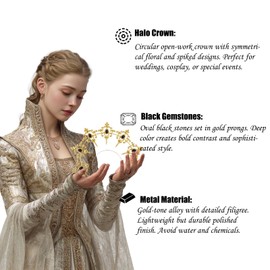 1 PCS Goddess Wire Headband for Women, Gothic Boho Hair Accessory, Baroque Bridal Headpiece with Sparkling Rhinestones and Crystal Accents, Victorian Hair Crown for Wedding Festival Photo Prop