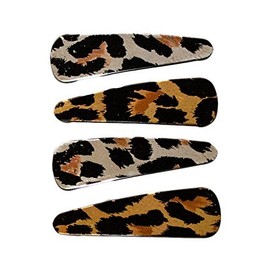Mia Snip Snaps Metal Contour Hair Clips Barrettes with Cover, Hair Accessories for Women, Teens, Girls - Metallic Leopard Print 2pks/8pcs