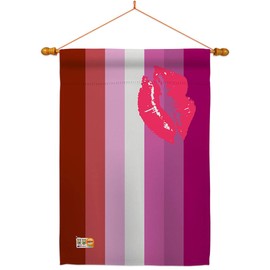 Americana Home & Garden HS148014-BO-03 Lipstick Lesbian Inspirational Support Decorative Vertical House Flag Set, 28"x 40" w/Flagpole, Multi-Color