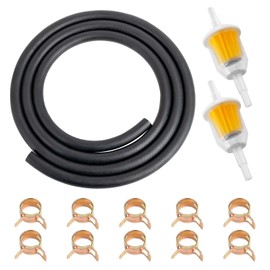 wyevee 5/16 inch- 2m/ 6 Feet Fuel Line Hose with 2 Gas Inline Fuel Filters and 10 Mini Fuel Hose Clamps Adjustable Kit, Suitable for Mowers Tractors Snow Blowers Dirt Bikes and Most Fuel Lines Engines