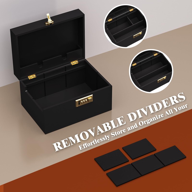 promitop Bamboo Box, locked storage decorative box with combination lock,