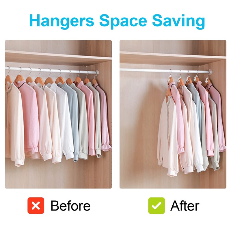 100 PCS Space Saving Hanger Hooks and Clips for Plastic