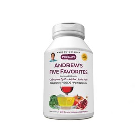 ANDREW LESSMAN Andrew's Five Favorites 120 Capsules - Provides 200mg Each of Coenzyme Q-10, Resveratrol, EGCG, Pomegranate and Alpha Lipoic Acid, Powerful Anti-Oxidant Support, No Additives