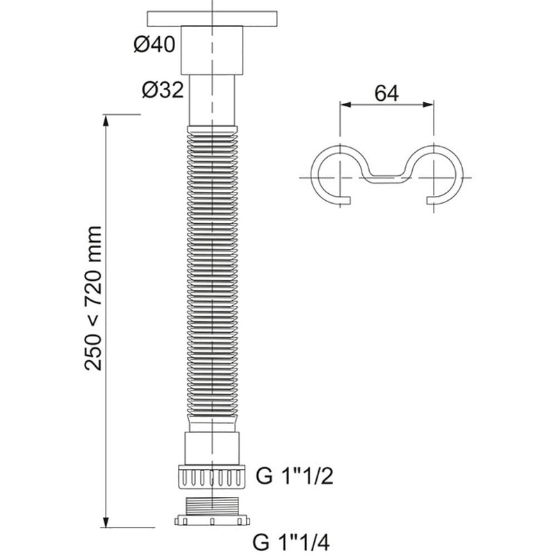 Wirquin 30722043 Sink Extendible Chrome D32 – 40 Chrome