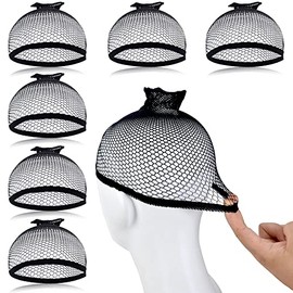 Wig Caps LALASAM 6pcs Breathable Black Mesh Net Wig Caps Weaving Hair Net for Wig Close End Fishnet Wig Cap