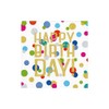 Caspari Happy Birthday Confetti Paper Cocktail Napkins - 80 Count