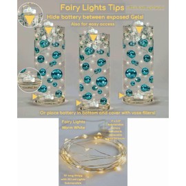 100 Fall Thanksgiving Floating Glowing Pumpkins & Pearls-Fills 2 Gallons-with Measured Transparent Gels Floating Kit+6 Warm White Submersible Fairy Lights-Vase Decorations