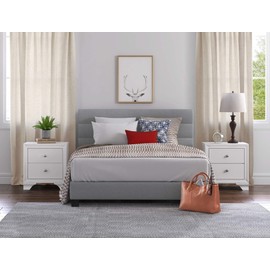 ClickDecor Edmond Wood Nightstand Station, Accent End Table for Living Room or Bedroom with USB Charging Port, 2 Drawer, White