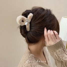 Elegant Autumn/Winter Bubbly Polarcle Girls' Half-Up Claw Clip (Medium) - Style 89 Free Size/Pink 20ea