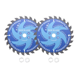 Kozelo 2pcs Circular Saw Blade - [6-1/2 Inch x 24 Teeth x 5/8 Inch Arbor] Tungsten Carbide Tipped Table Miter Saw Blades with 5/8 Inch to 1/2 Inch 3/8 Inch Washer Adapters | Blue