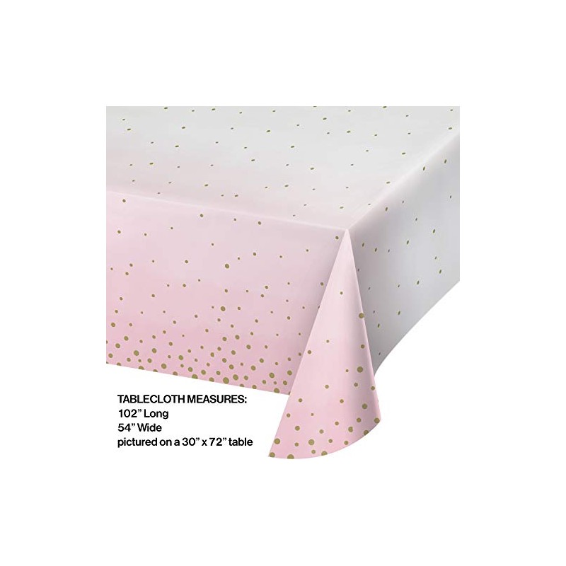 Creative Converting PC346289 Pink and Gold Plastic-Lined Paper Tablecover-1 Pc