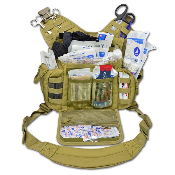 Lightning X Stocked First Aid Trauma Tactical Sling Pack First Responder Medic Kit