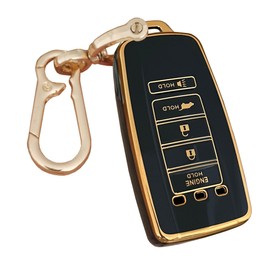 AIOEUOIA TPU for Acura Key Fob Cover with Keychain Keyless Entry Remote Control Key Fit for Acura ILX MDX RDX RLX TLX Smart Key Shell (Black, 5-Buttons)