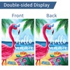 Hello Summer Flamingo Garden Flag Beach Tropical Palm Trees Spring
