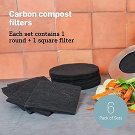 Epica Paquete de 12 filtros de carbón de repuesto para contenedor de compost de encimera, filtro de cubo de compost 2 en 1 que elimina olores | 6.5 pies