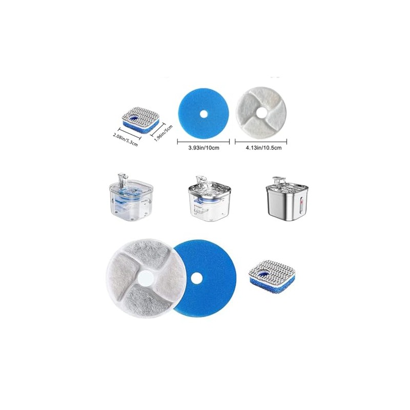 Mijradge Cat Water Fountain Filters, 6 Pack Replacement Filters for