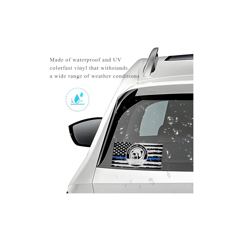 4PCS Thin Blue Line Sticker Code 4, Police Support Sticker