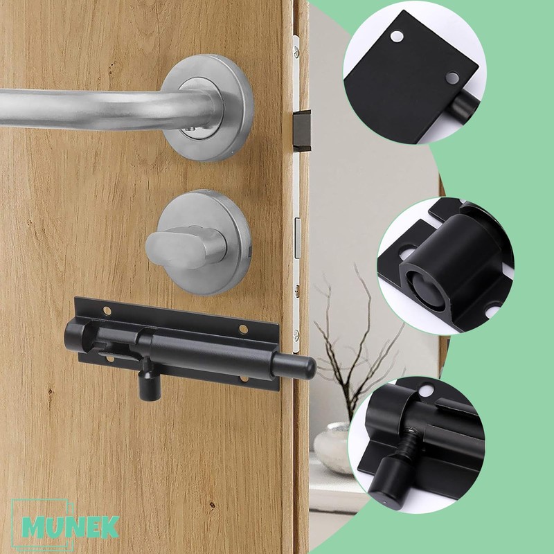 MUNEK 2 Pcs Door Latch Lock Slide Bolt,3 Inch Security