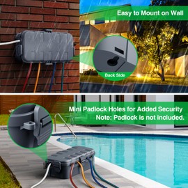 Flemoon Medium Outdoor Electrical Box Waterproof, Bundled w/2 Compact Size Outdoor Extension Cord Cover for Outlet, Plug, Socket, Timer, Power Strip, Holiday Light Decoration, Gray