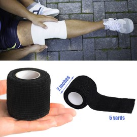 Gondiane 9 Pack 2" x 5 Yards Self Adhesive Bandage Wrap Self Stick Wrap for Ankle, Wrist, Finger, Sports, Breathable Cohesive Vet Tape for Pets (Black)