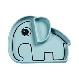 Done by Deer Elphee the Elephant Silicone Stick&Stay Plate - Blue - 100% Food Grade Silicone - Deer friends - Practical and Fun for Kids - Perfect for Little Eaters Learning to Eat on Their Own