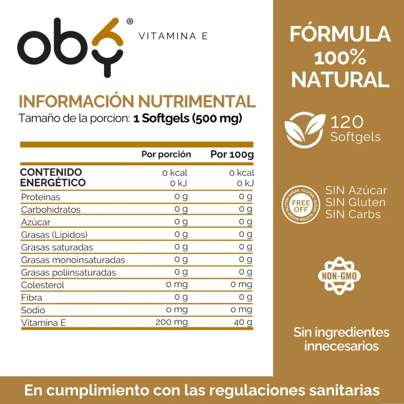 Oby Vitamina E 500mg Max | 120 Soft Gel Caps