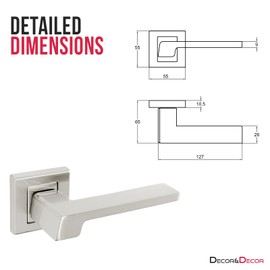 Decoranddecor Brushed Chrome Door Handles & Latch Kit Lever On Solid Metal Square Rose