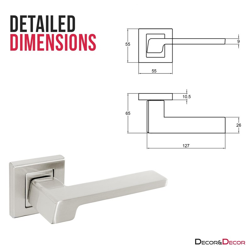 Decoranddecor Brushed Chrome Door Handles & Latch Kit Lever On
