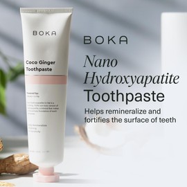 Boka Boka Fluoride Free Toothpaste Nano Hydroxyapatite, Helps Remineralize, Appropriate for Sensitive Teeth, Whitening - for Adult, Kids Oral Care - Coco Ginger Flavor, 4 Oz (113g) 1 Pk - US Manufactured