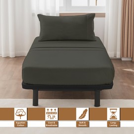 ARlinen 4 PCs Cot Sheets Sets 33" X 75", Egyptian Cotton Fitted Mattress Fits Upto 4"-8" Deep Perfect for Narrow Twin/RV Bunk/Guest Bed Replacement/Camping, Dark Grey