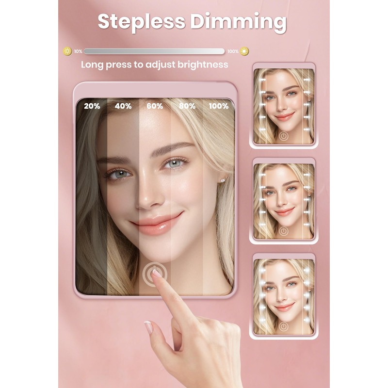 SisKokoro Compact Mirror, Rechargeable 30X Magnifying Mirror with 3 Lighting