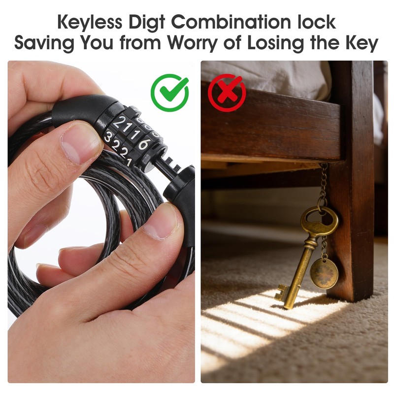 10 Pcs Bike Lock Cable with Combination - 4 Feet