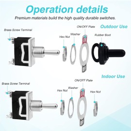 JUTOSU Toggle Switch Rocker Toggle Switch Car Toggle Switch Waterproof Cap Waterproof Cap Car Auto Truck Boat with Metal Bat (2)