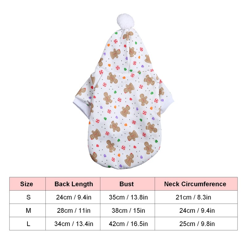 Christmas Dog Hoodie White Background Print Cute Gingerbread Man Dog