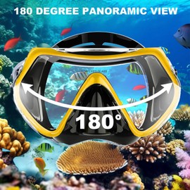 Snorkel Set Adults,Snorkel Mask Anti-Fog Panoramic View Diving Mask Dry Top Snorkel Kit Anti-Leak Snorkeling Gear for Snorkeling Scuba Diving Swimming Travel with Carry Bag