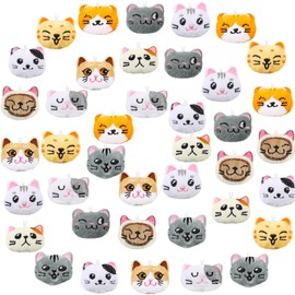 Libima 40 Pcs Mini Stuffed Animals Sea Animal Fruit Plush Keychain Set for Carnival Birthday Classroom Prizes Decoration for Clothes (Cat)
